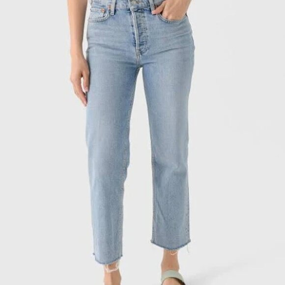 Re/Done 90s High Rise Straight Leg Size 26 Light Denim - Picture 1 of 4